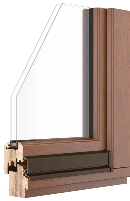 Render de esquina de la ventana de madera Classic