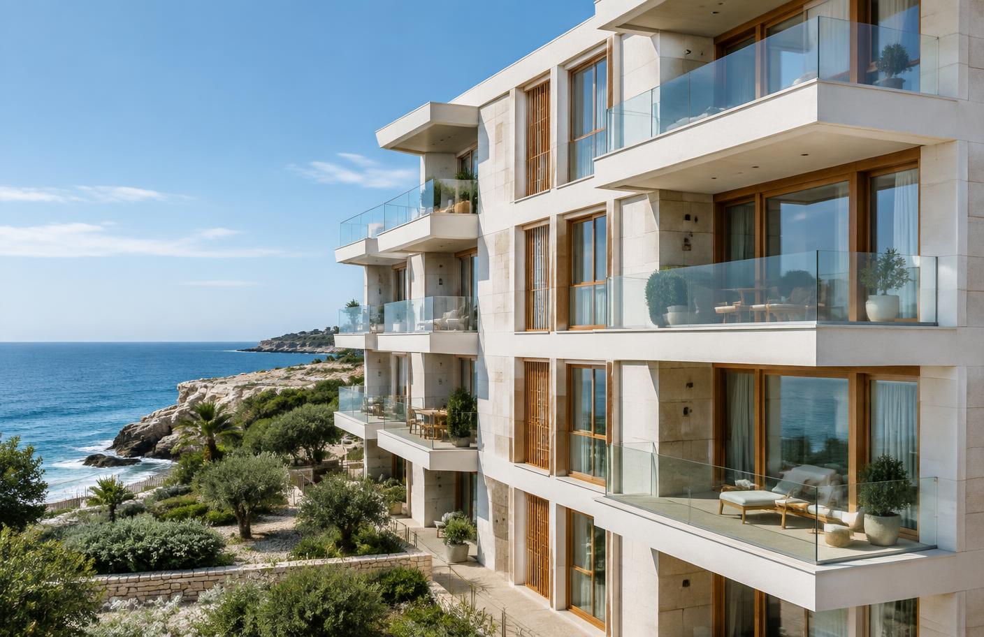 Edificio residencial contemporáneo situado frente al mar