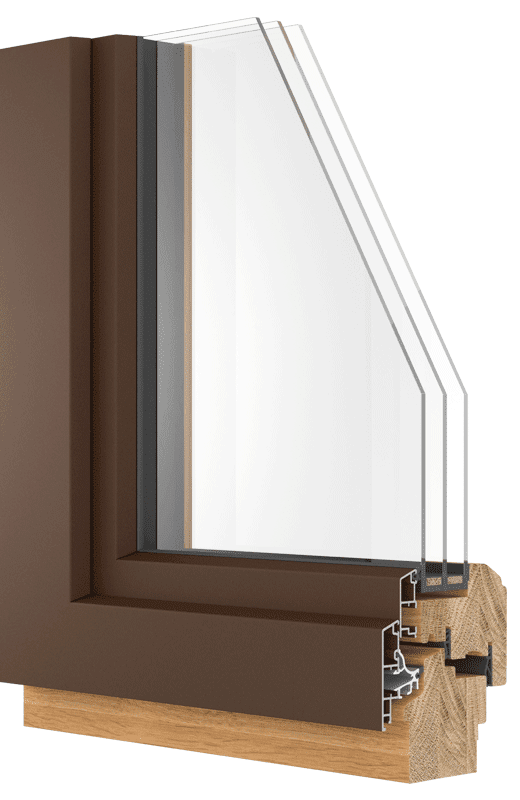 Ventana de madera-aluminio Premium Slim 1 con carcasa exterior de aluminio