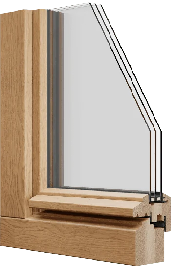 Render de una ventana de madera maciza de la gama DÖPFNER
